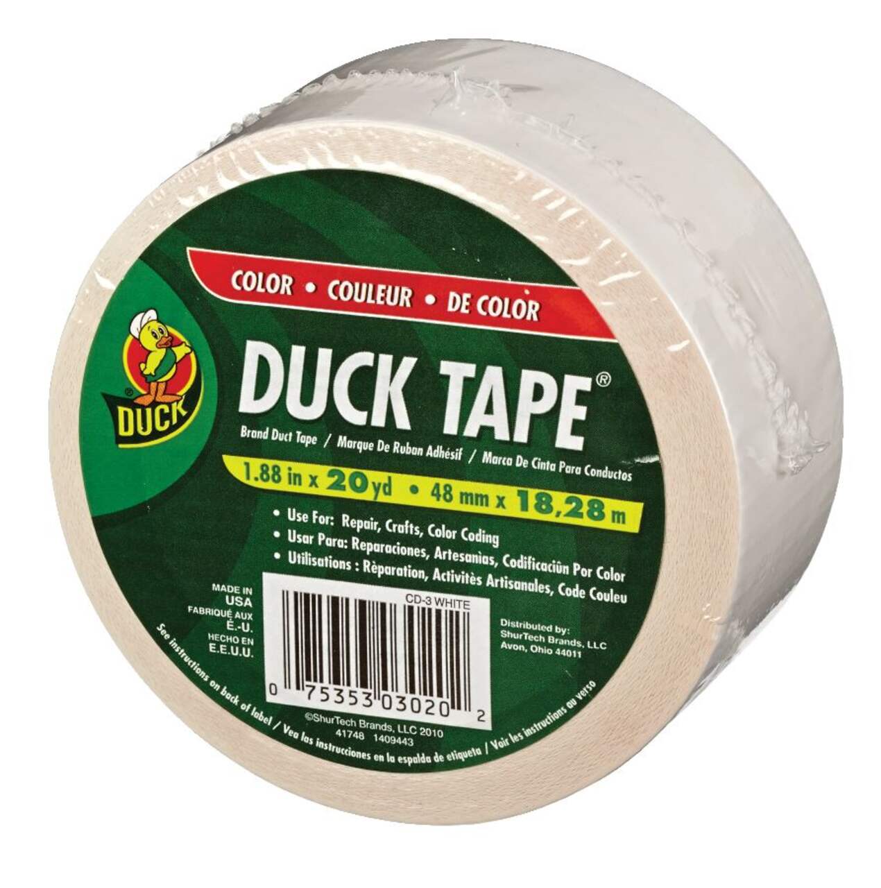 Duck Tape Multi-Purpose Utility Duct Tape, High-Strength Adhesive, White,  1.88-in x 20-yd