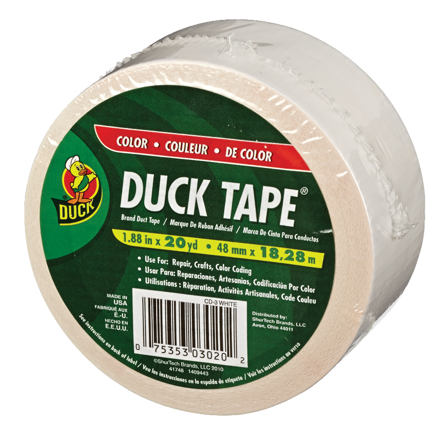 Duck Tape MultiPurpose Utility Duct Tape, HighStrength Adhesive, White, 1.88in x 20yd