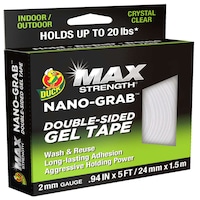 Duck Max Strength Nano-Grab Double-Sided Gel Tape, 0.94-in x 5-ft Front_Angled_Right