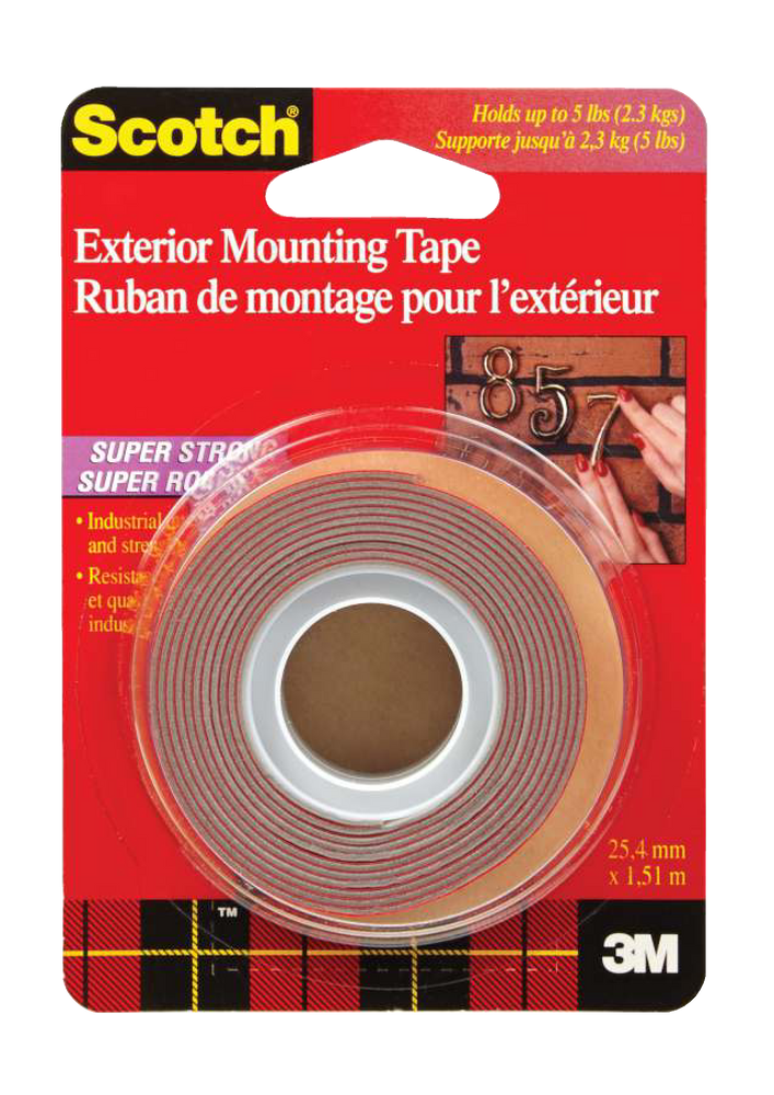 3M Scotch Industrial Strength Exterior Mounting Tape, WeatherResistant