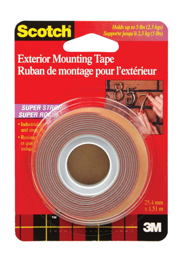 3M Scotch Industrial Strength Exterior Mounting Tape, WeatherResistant