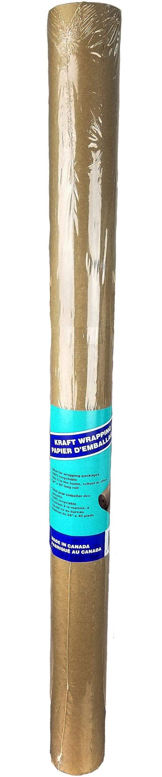 Papier kraft pour emballage de cadeaux et de colis, arts et artisanat, recyclable, biodégradable, 24 po x 40 pi Front_Flat