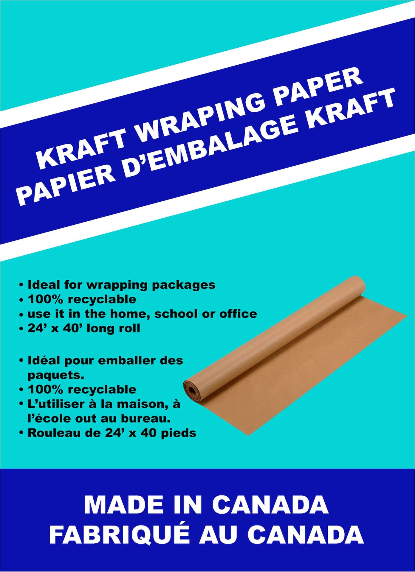 Kraft Paper For Gift & Parcel Wrapping, Arts & Crafts, Recyclable,  Biodegradable, 24-in x 40-ft