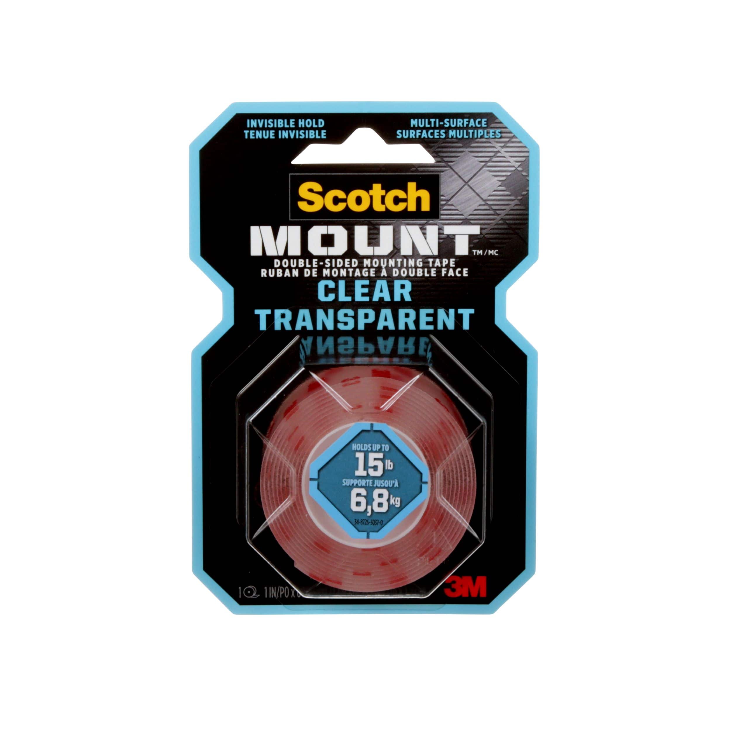 3M Ruban adhésif de montage à double face pour applications extrêmes Scotch-Mount,  25,4 mm (1) x 1,52 m (5'), Noir