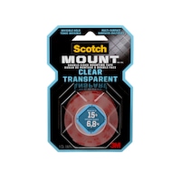 3M Scotch Mount Double Sided Mounting Tape, Holds Up To 15-lbs, Clear, 1 x 60-in Front_Flat
