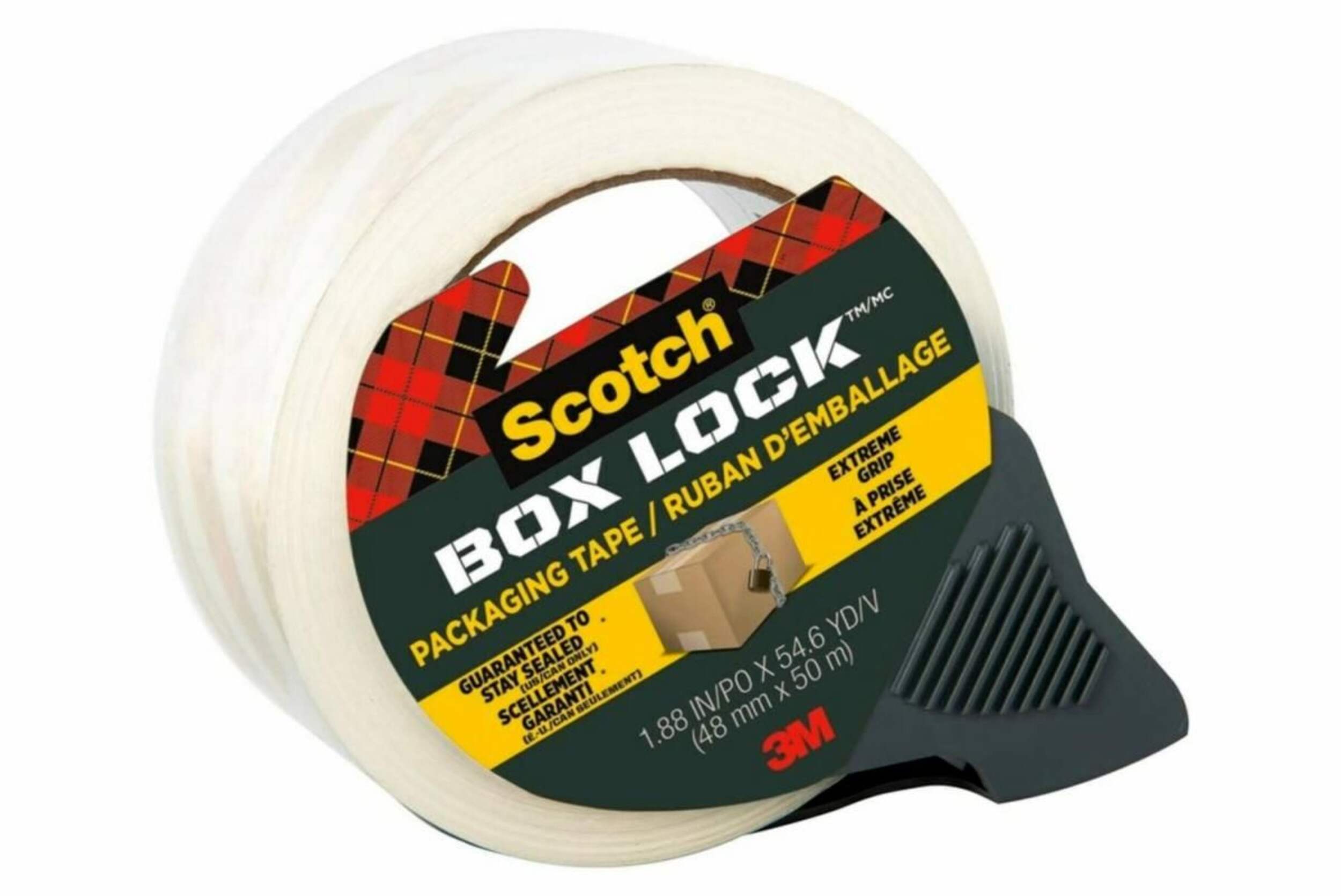 Scotch® Box Lock™ Packaging Tape for Shipping/Moving/Storage, Clear, 3