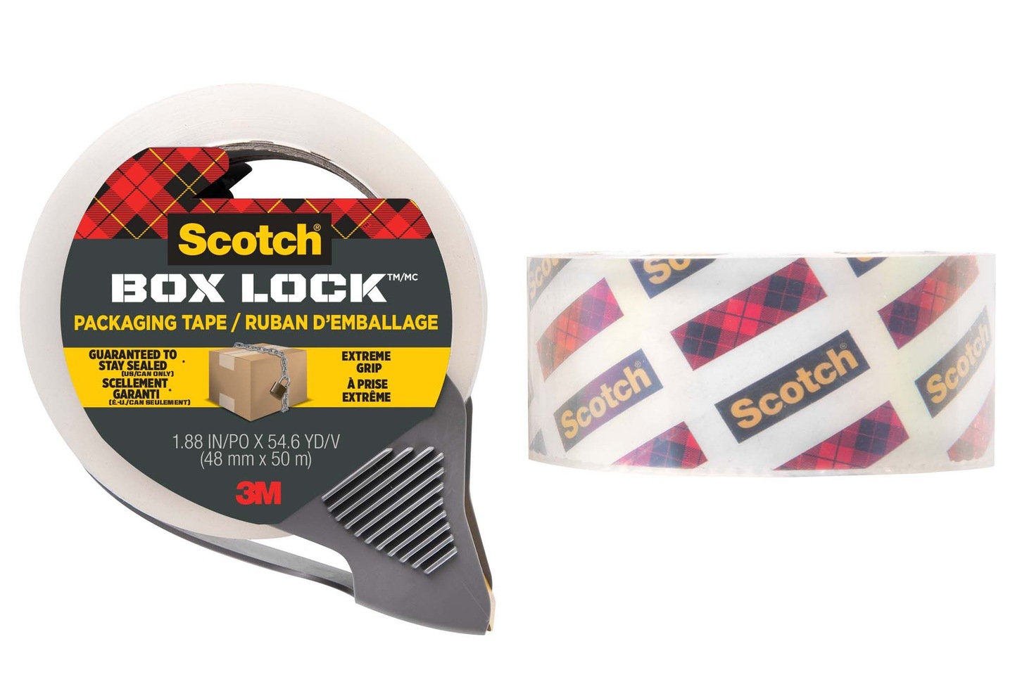 Scotch® Box Lock™ Packaging Tape for Shipping/Moving/Storage, Clear, 3