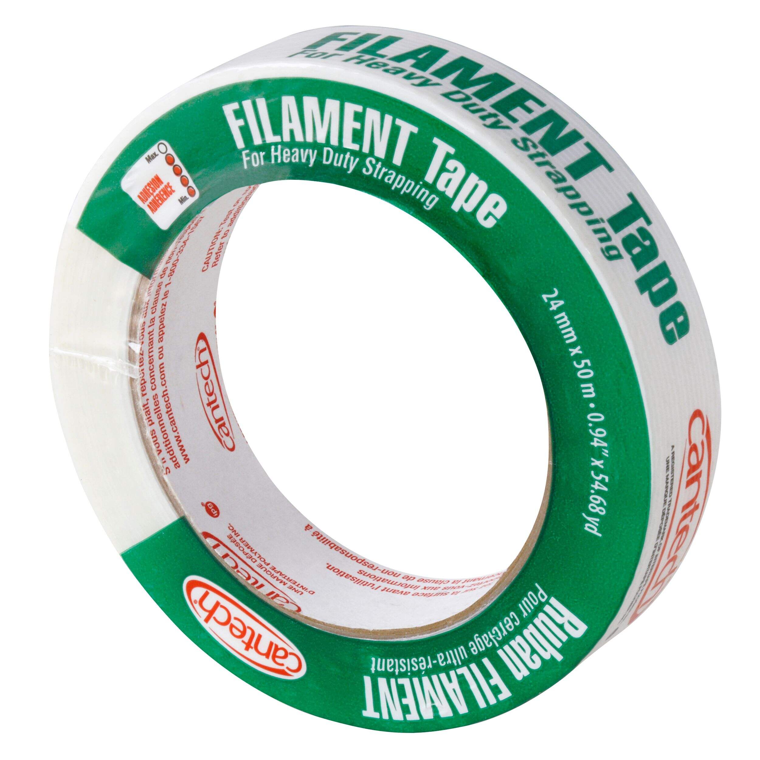 Ruban de filament en fibre de verre robuste tout usage Cantech, blanc, 24 mm x 50 m Front_Angled_Left