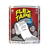 Flex Tape Rubberized Waterproof Adhesive Tape, Seals & Repairs Leaks, White, 4-in x 5-ft Front_Flat