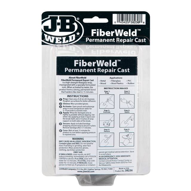 J-B Weld FiberWeld Clear, 48-mm x 8.2-m Water-Activated Fiberglass Wrap ...