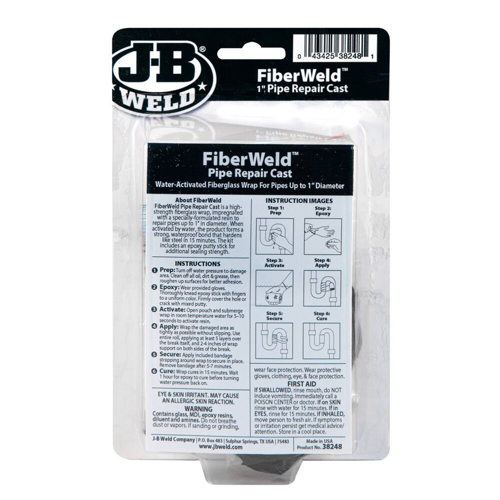 J-B Weld Fiber Weld 1-Inch Pipe Repair Cast, Water-Activated Fiberglass ...