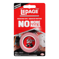 LePage No More Nails Double-Sided Heavy Duty Adhesive Mounting Tape, 1.9-cm x 1.5-m