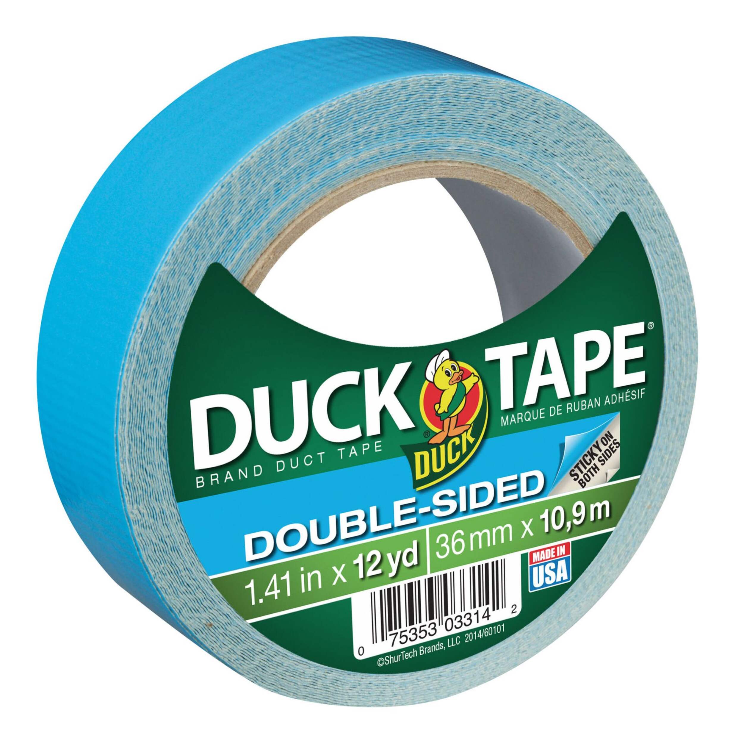 Duck Tape Double Sided Multi-Purpose Utility Duct Tape, Weather-Resistant, Blue, 1.4-in x 12-yd Front_Angled_Right