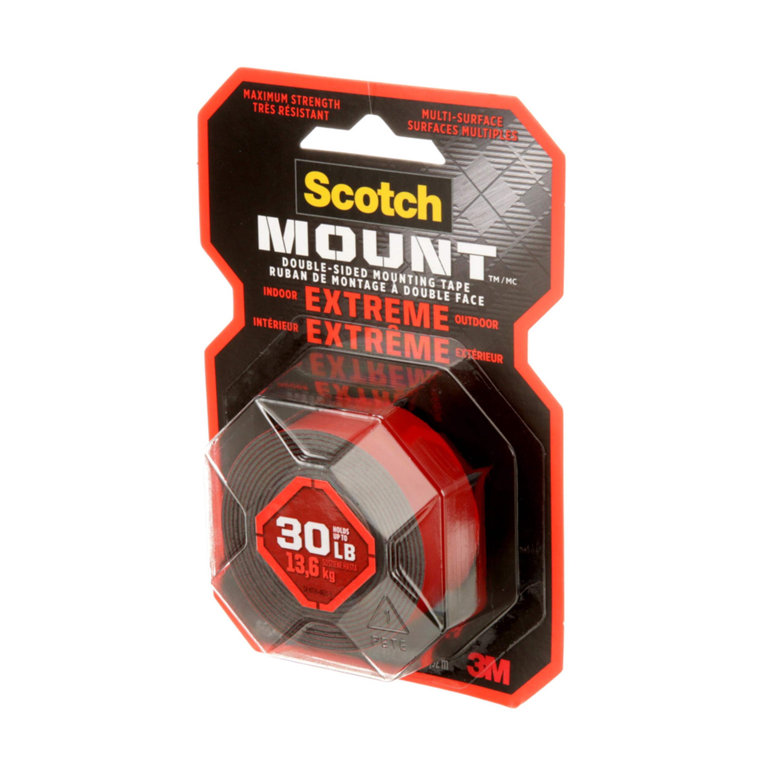 3M Scotch Extremely Strong Mounting Tape, Indoor/Outdoor, Holds Up To