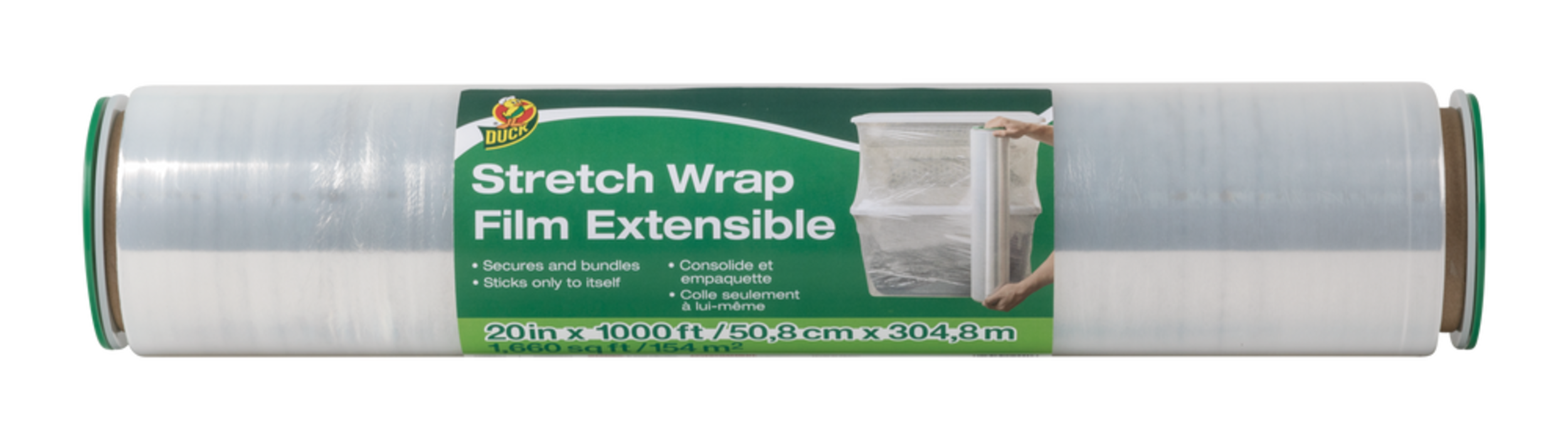 Duck Plastic Stretch Wrap Film For Moving, Packing & Storage, Clear, 20