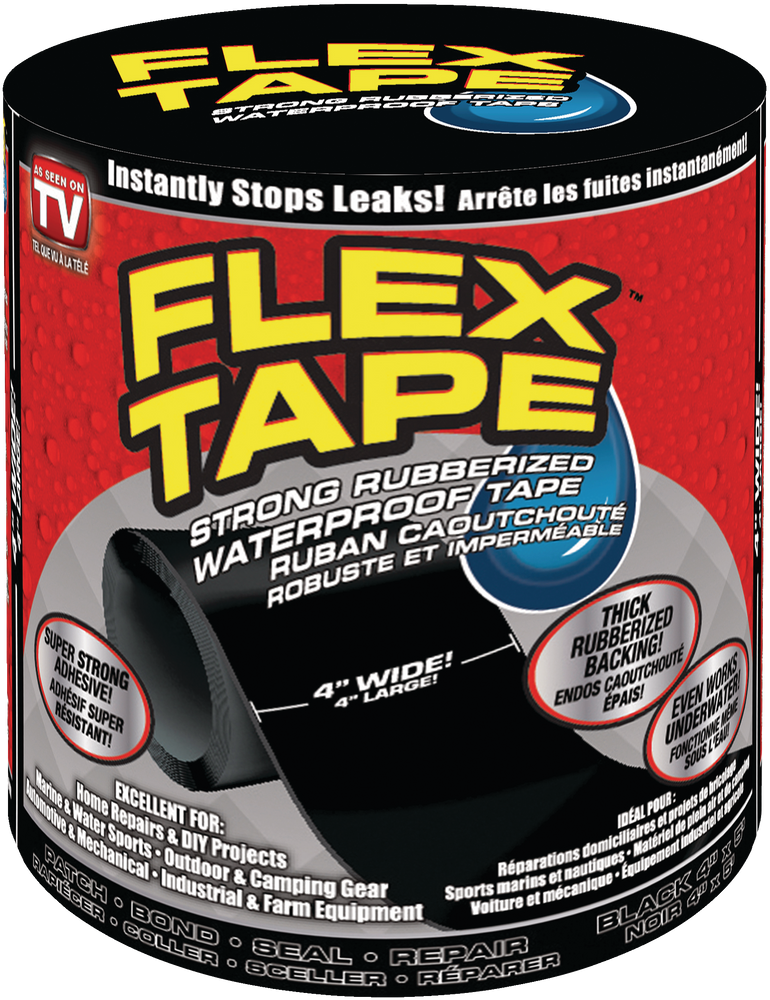 2 Flex Tape Black 4" x 5' Strong Rubberized WaterProof Tape NEW FREE SHIPPING 