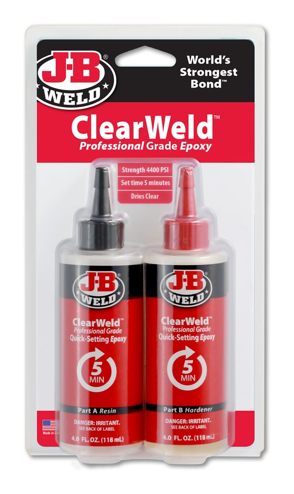 J-B Weld ClearWeld 5-Minute Professional Grade Quick Setting Epoxy, 118 ...