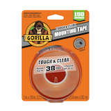 Gorilla Tough & Clear Double-Sided Mounting Tape, Weatherproof, Holds 38-lbs, 1 x 150-in Front_Flat