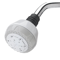 Peerless 7-Setting Fixed Mount White Shower Head, White CloseUp