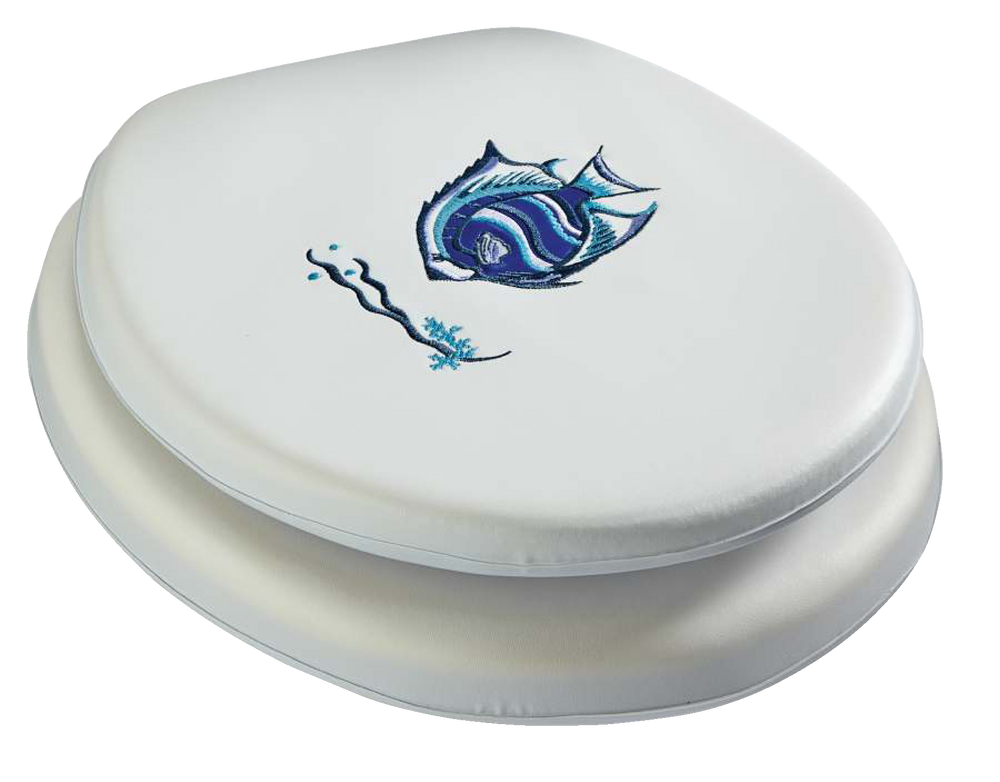 For Living Soft Fish Vinyl Toilet Seat with Plastic Hinges, White