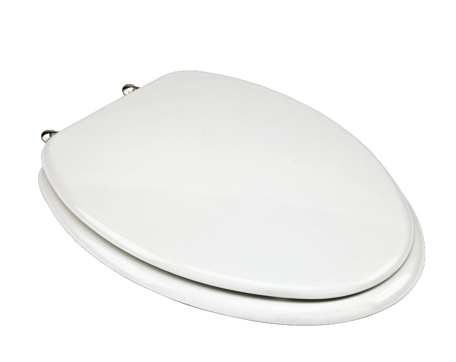 For Living Wood Elongated Toilet Seat with Nickel Hinges, White