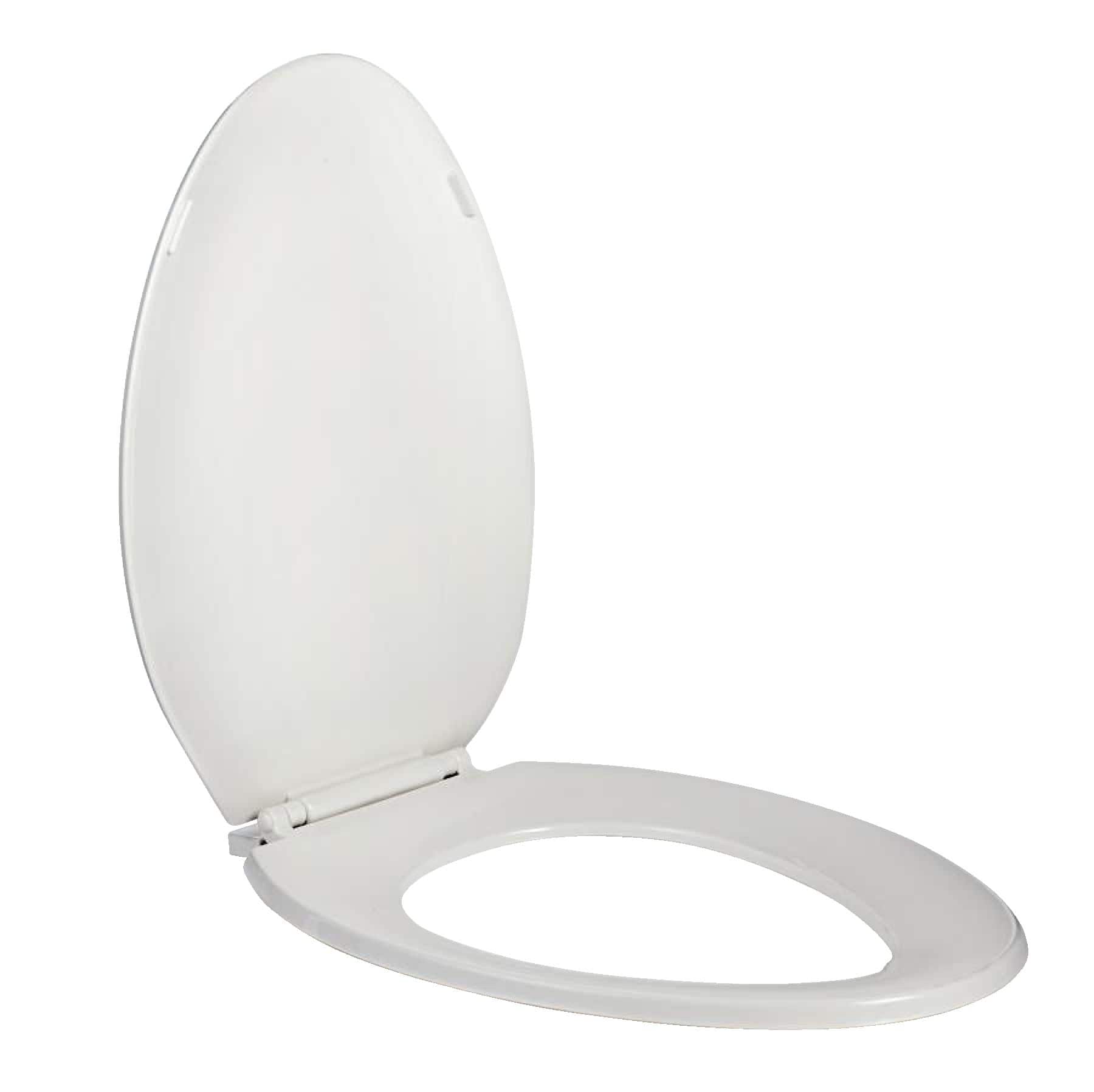 For Living Plastic Elongated High Gloss Toilet Seat with Plastic Hinges White