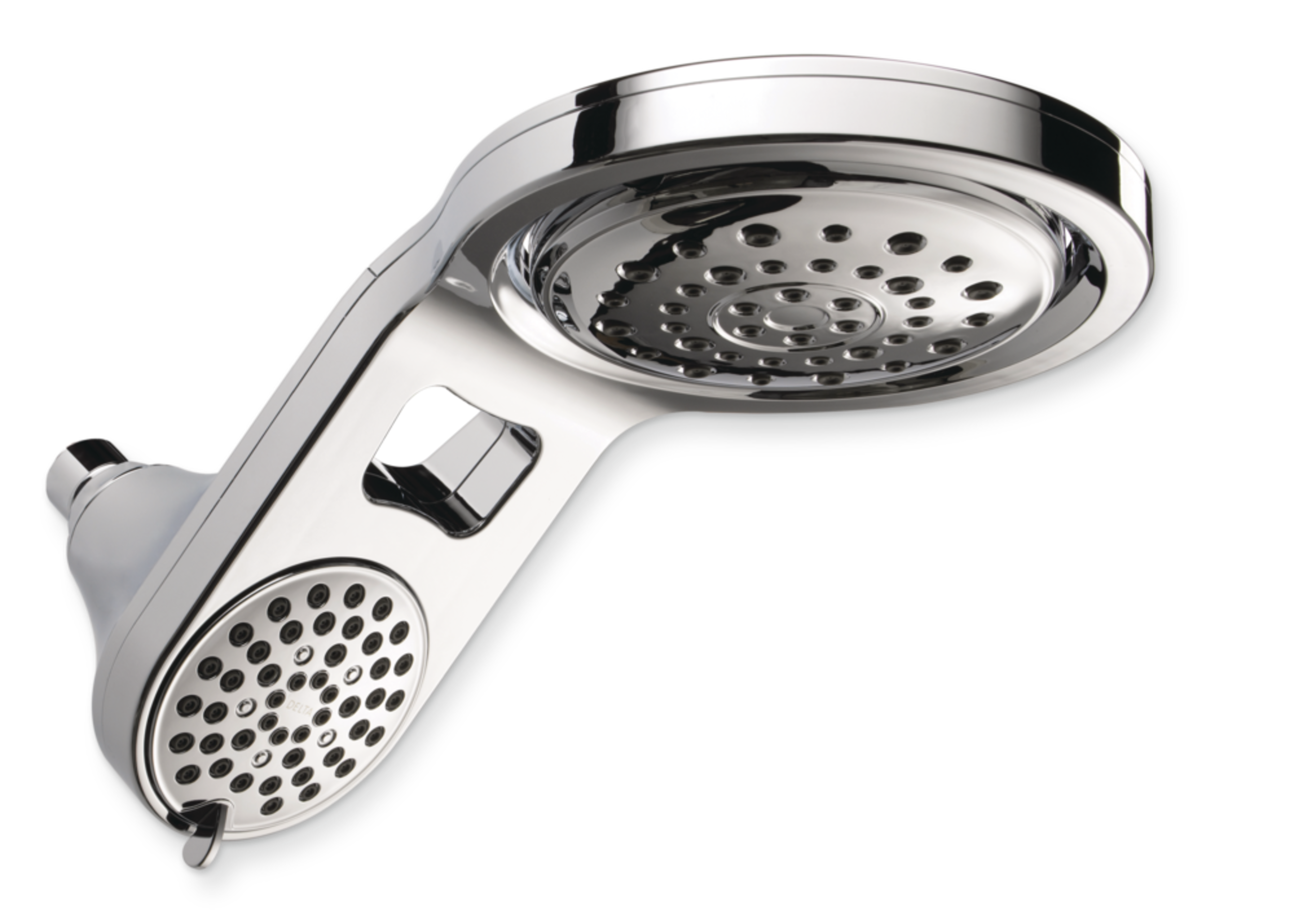 Delta Hydrorain 2-in-1 5-Setting Shower Head, Chrome Bottom_Plunge