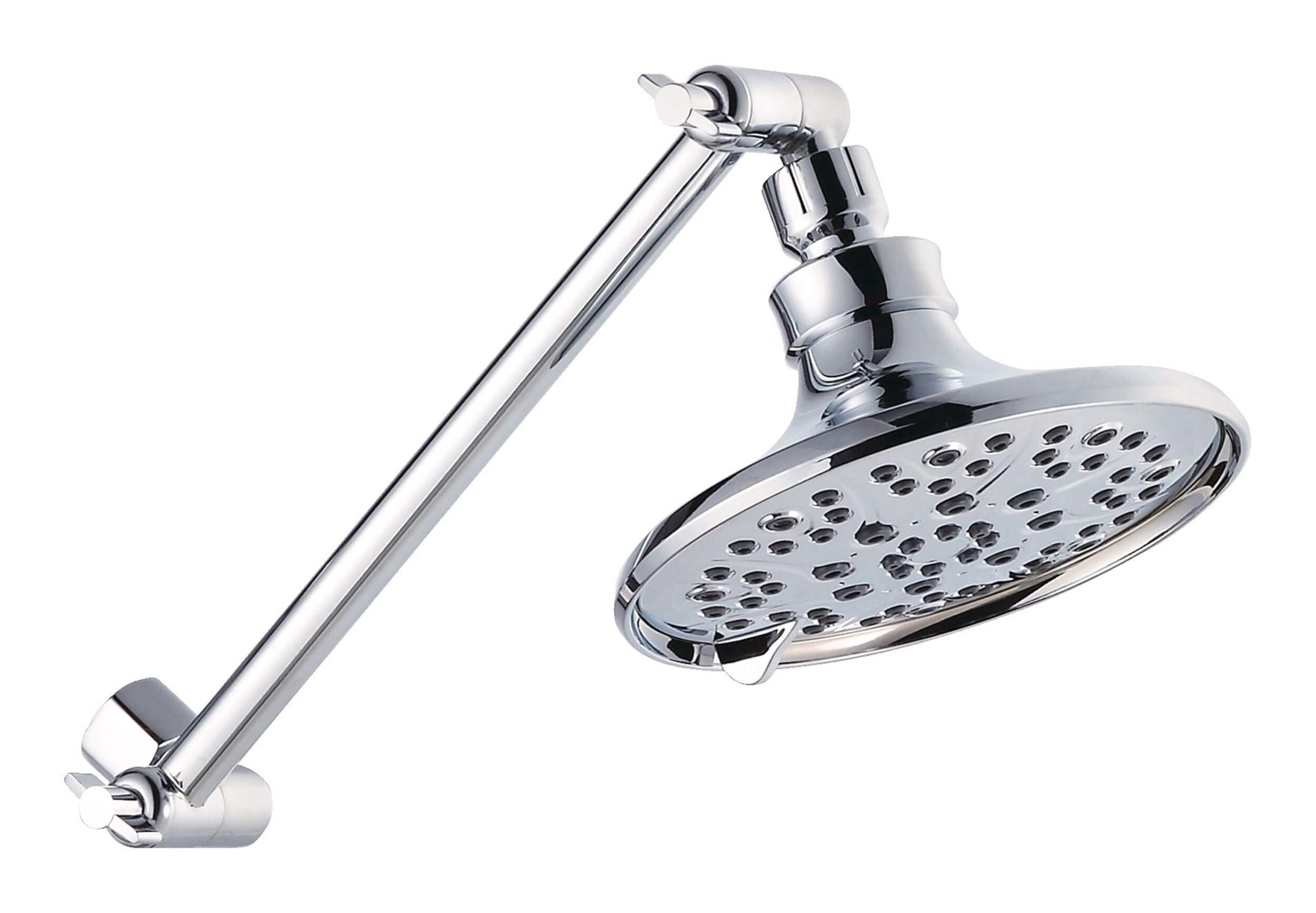Danze 2.5GPM 6 Settings Fixed Showerhead with Adjustable arm in Chrome Finish Front_Angled_Right