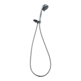 Danze 2.5GPM  4 Settings Handheld Shower with Grey Face and Chrome Body and 60"metal hose and brass pivot ball of bracket Front_Angled_Right