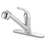 Danze Plymouth Single Handle Pull Out Kitchen Faucet, Chrome Front_Three_Fourths_Angled_Left