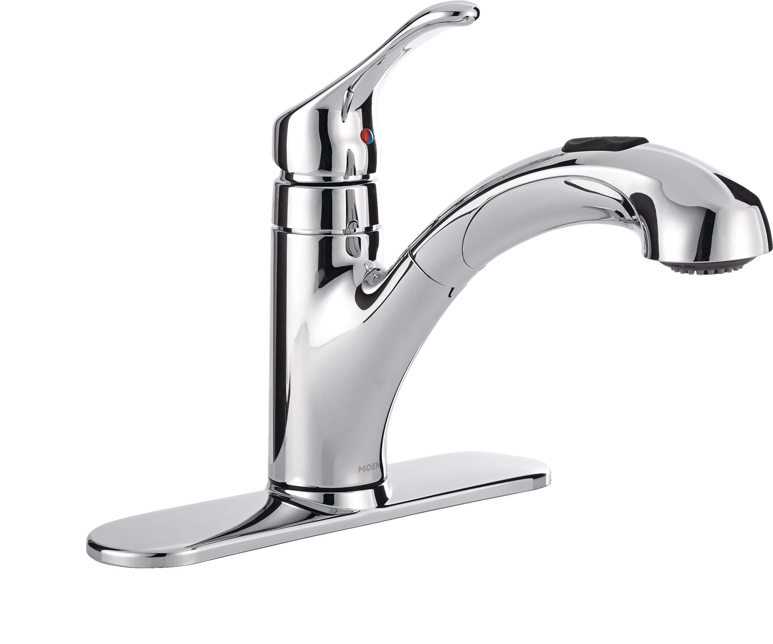 Moen Renzo Single-Handle Pull-Out Kitchen Faucet, Chrome Front_Flat