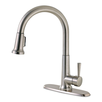 Robinet d'évier à bec rétractable et à poignée simple Peerless, nickel brossé