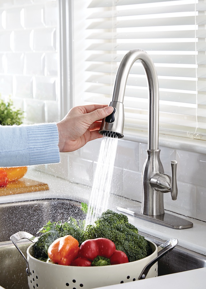 Danze Lisa Single Handle High Arc Pull Down Kitchen Faucet, Brushed