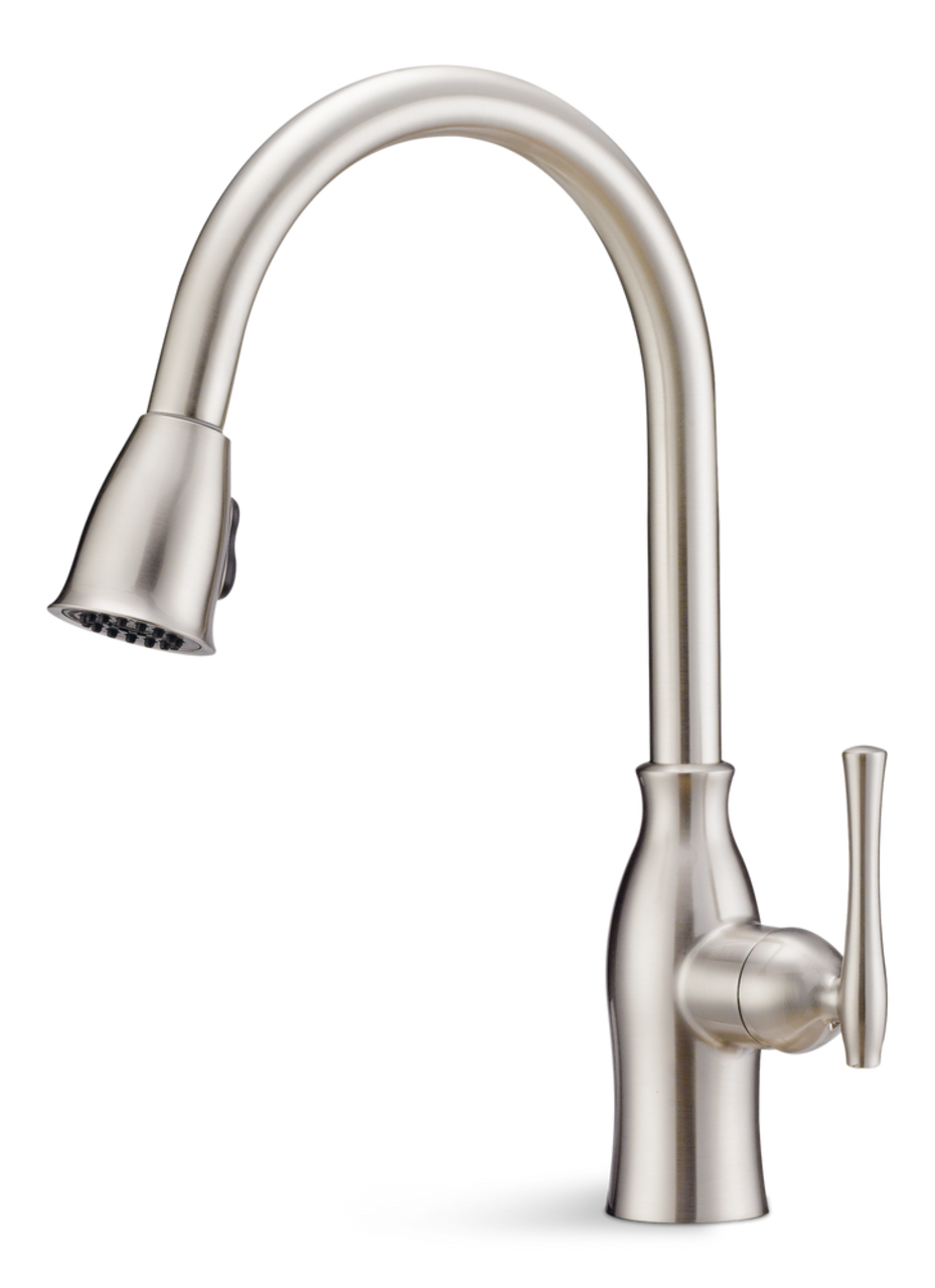 Danze Lisa Single Handle High Arc Pull Down Kitchen Faucet, Brushed Nickel