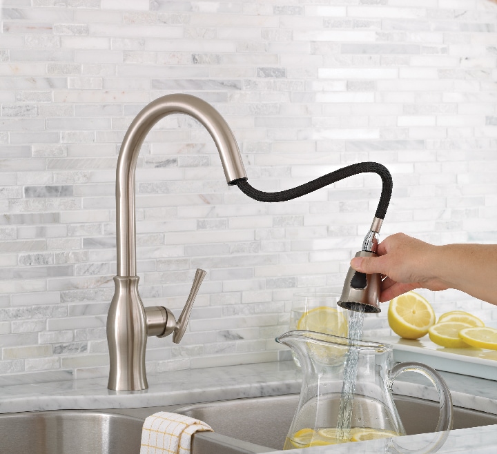 Danze Lisa Single Handle High Arc Pull Down Kitchen Faucet, Brushed Nickel Canadian Tire