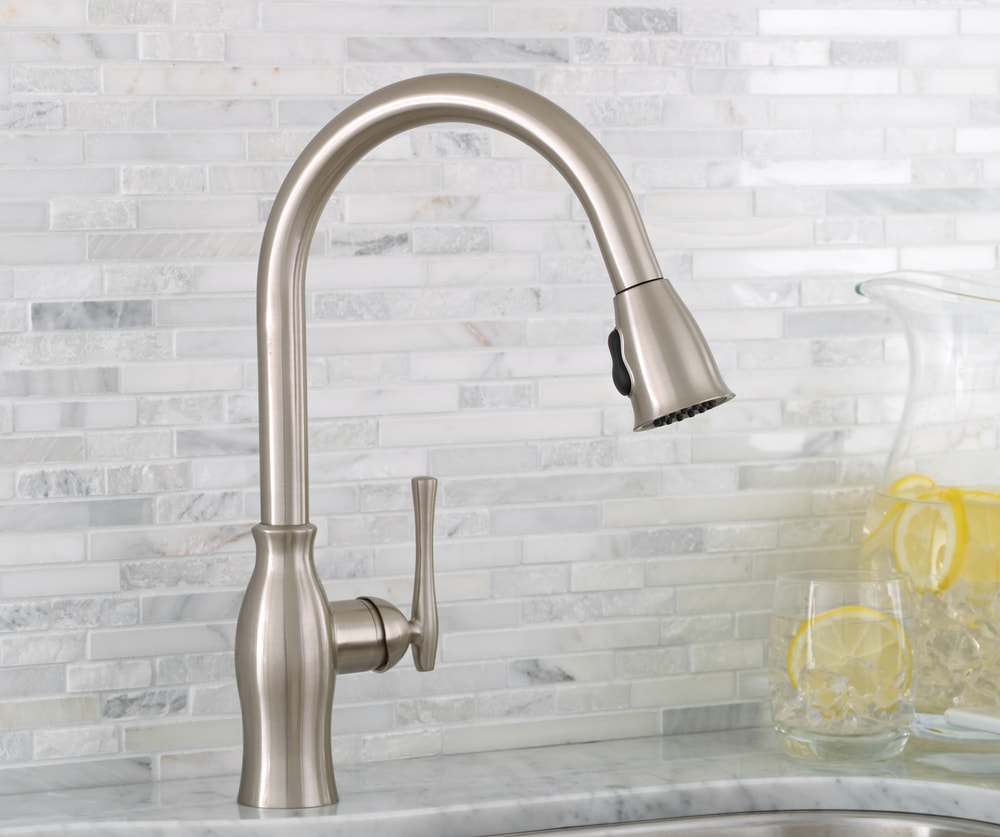 Danze Lisa Single Handle High Arc Pull Down Kitchen Faucet, Brushed