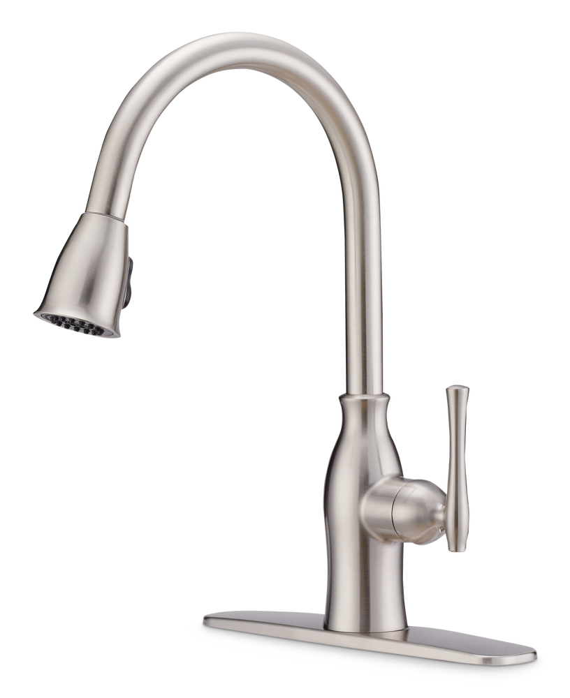 Danze Lisa Single Handle High Arc Pull Down Kitchen Faucet, Brushed