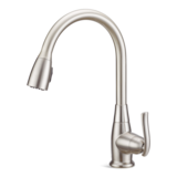 Robinet d'évier à bec rétractable Danze Terrazo, à poignée simple, acier inoxydable Front_Three_Fourths_Angled_Left