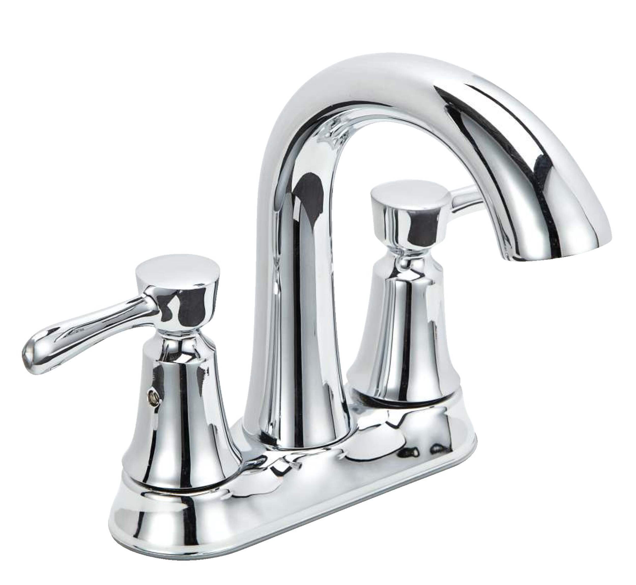Danze Brooklyn Double Handle 4-in Centerset Bathroom Sink Faucet with Pop-Up Drain, Chrome Front_Angled_Right