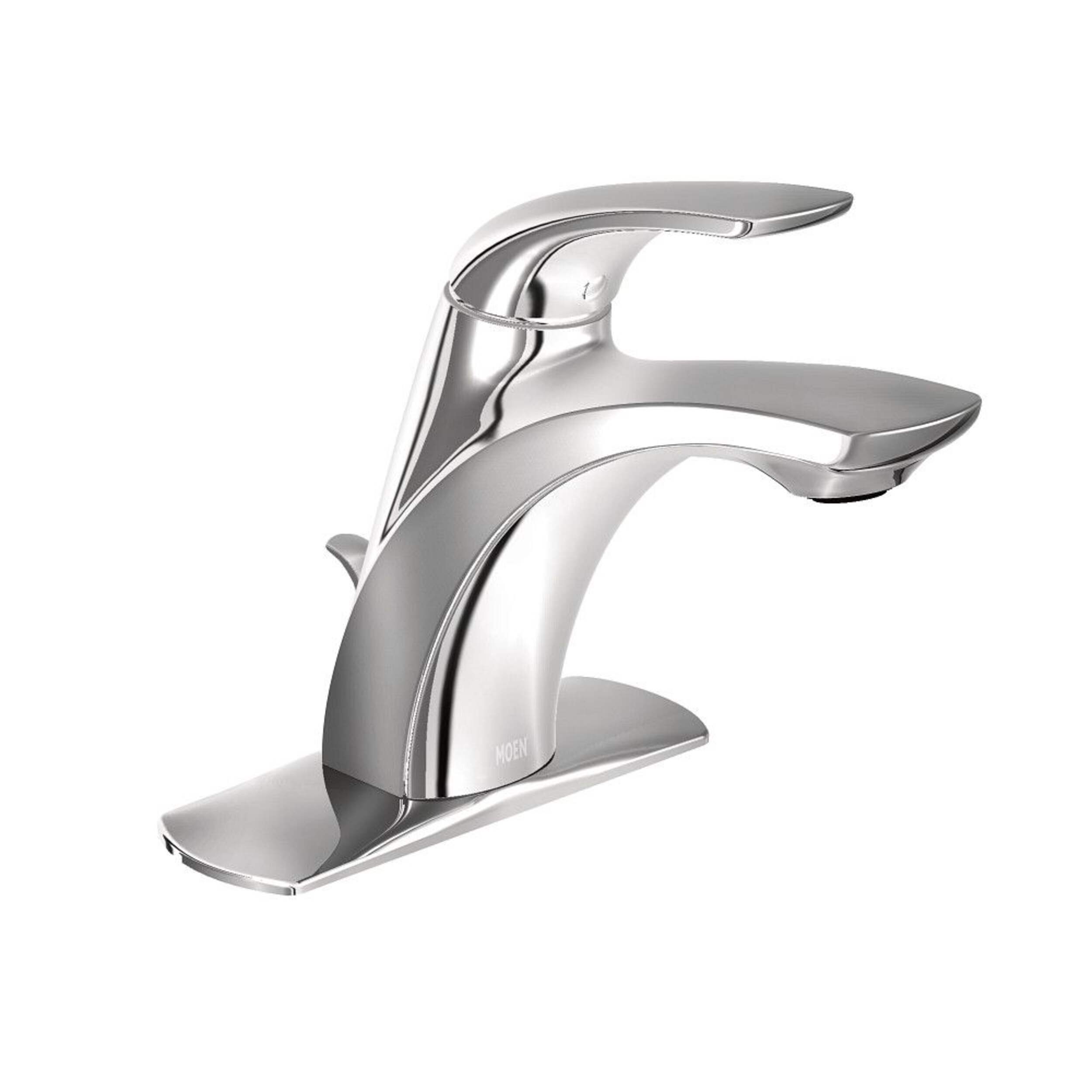 Robinet de salle de bain à arche haute et à poignée simple Moen Zarina, chrome Front_Angled_Right