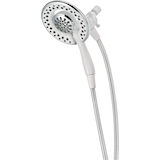 Delta In2ition® 2-in-1 4-Setting Handheld Shower Head with Stretchable Hose, Chrome/White Front_Angled_Left