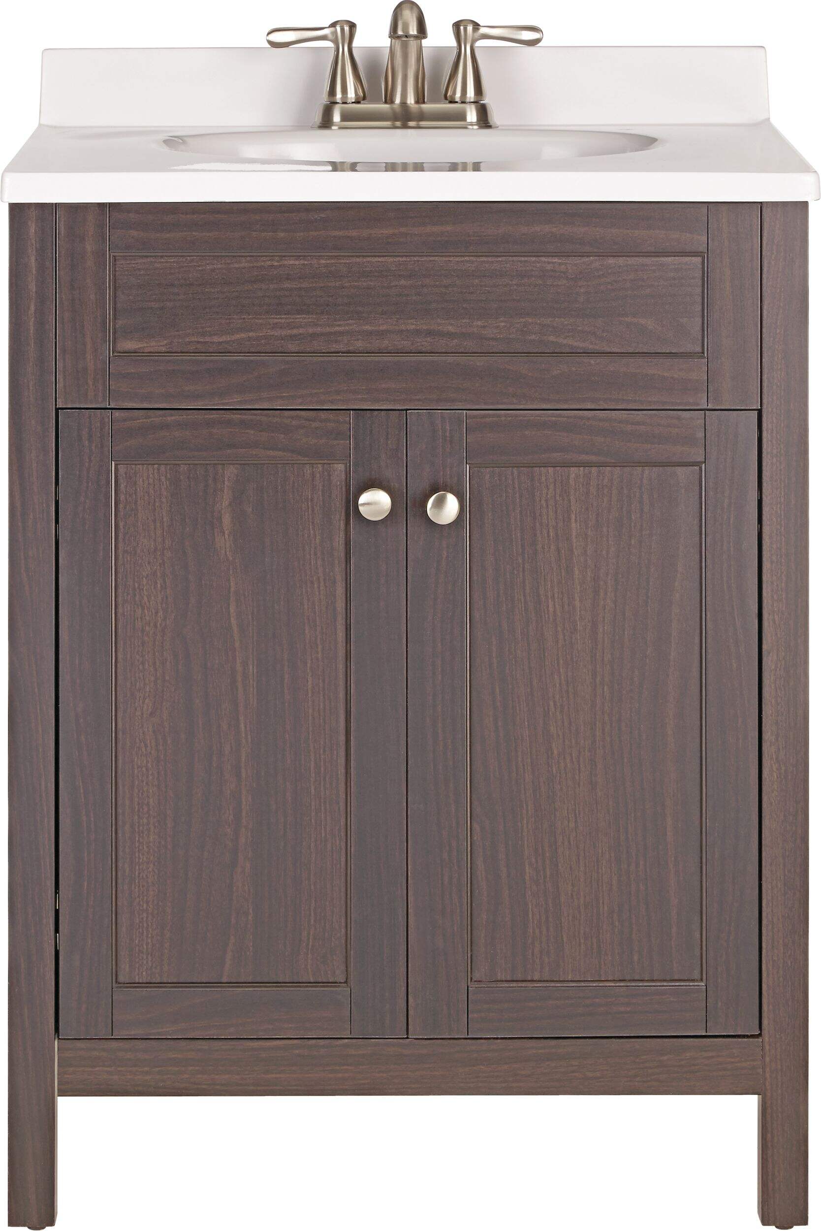 For Living Lakeville Double Door Single Sink Resin Top Bathroom Vanity, Espresso, 25x19x35-in Front_Flat