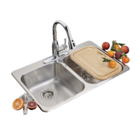 Kindred Reginox Drop In Double Bowl 3-Hole Kitchen Sink, 31.25-in LR x 20.5-in FB, Stainless Steel