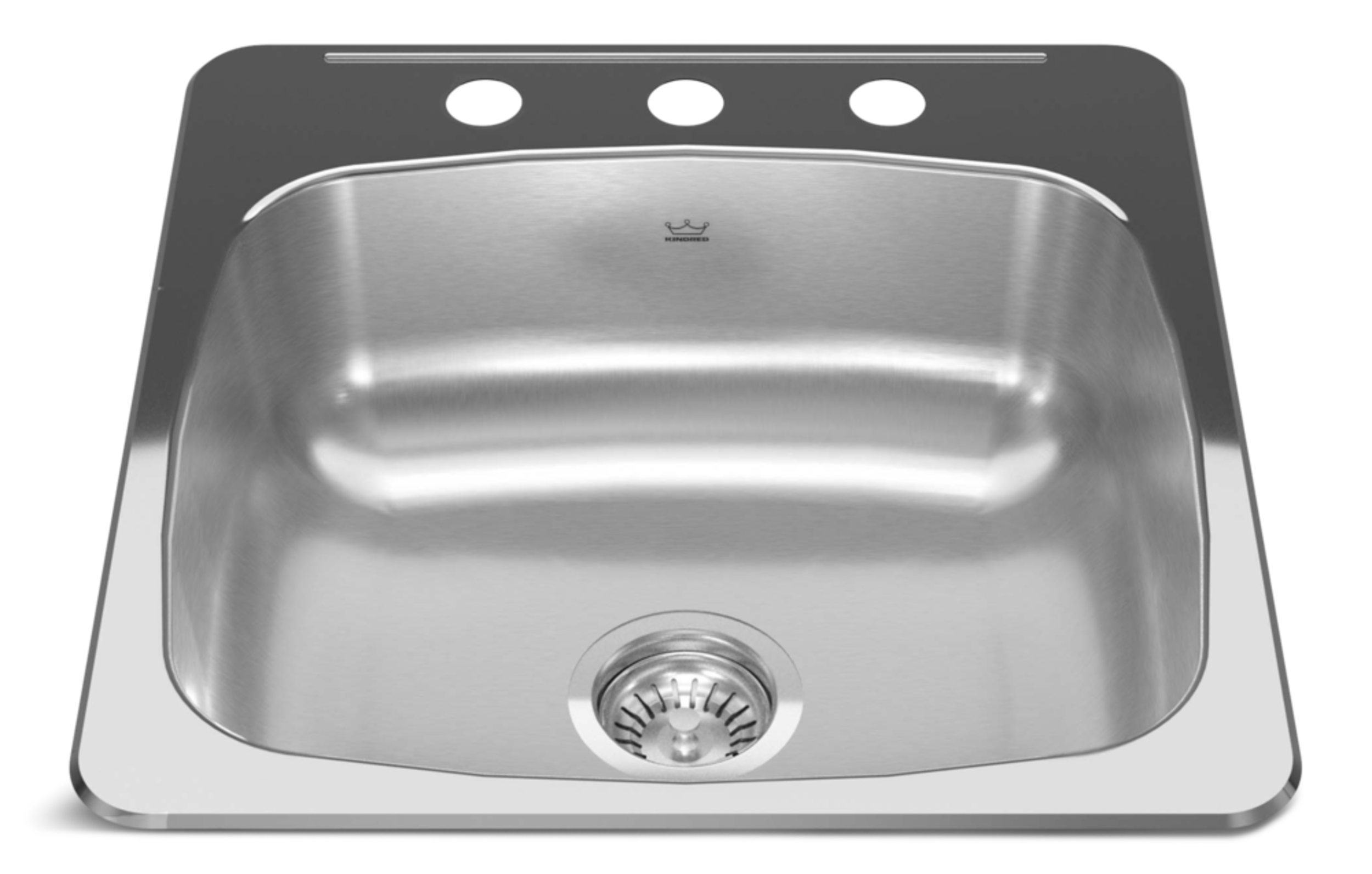 Kindred Reginox Drop In Single Bowl 3-Hole Kitchen Sink, 20.13-in x 20.56-in, Stainless Steel Overhead_Plunge