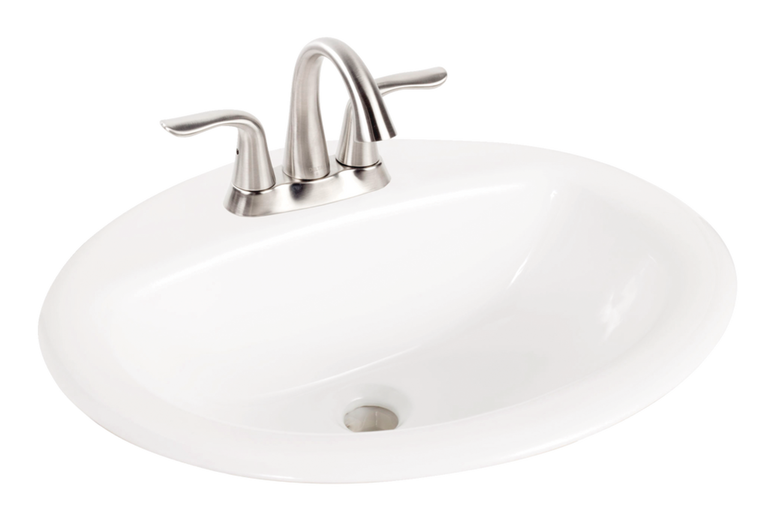 Foremost Olivia Oval 4-in Center Drop-In Bathroom Sink/Basin, White, 20x17x8-in Front_Angled_Right