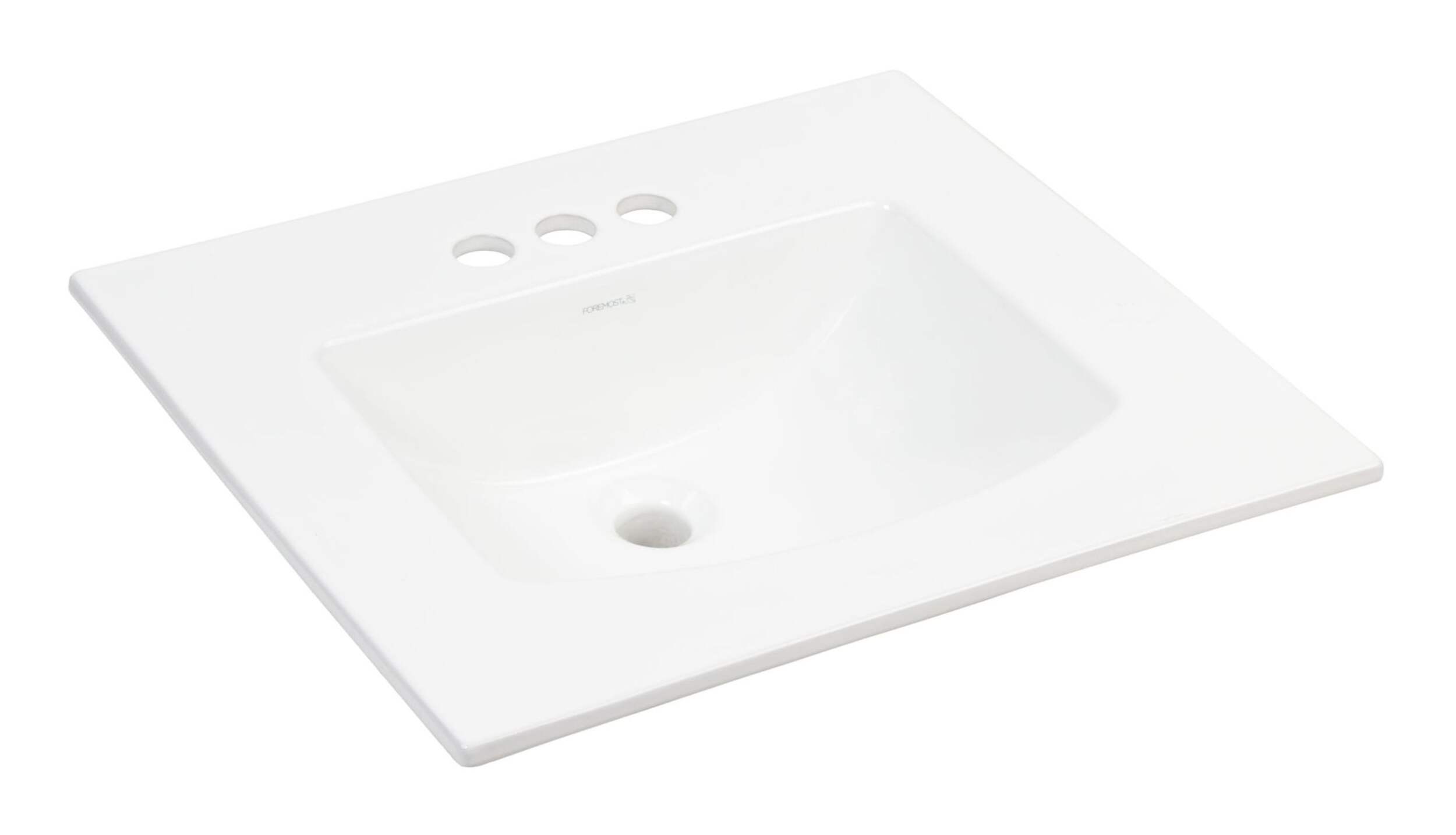 Foremost EZ- Fix Rectangular 4-in Center Drop-In Bathroom Sink/Basin, White, 21x19x7-in Front_Angled_Right