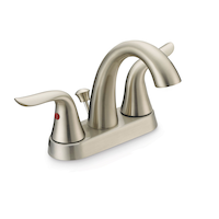 Robinet de lavabo de salle de bain central Danze Plymouth à double poignée et à tirette de vidage, 4 po, nickel brossé Front_Angled_Right