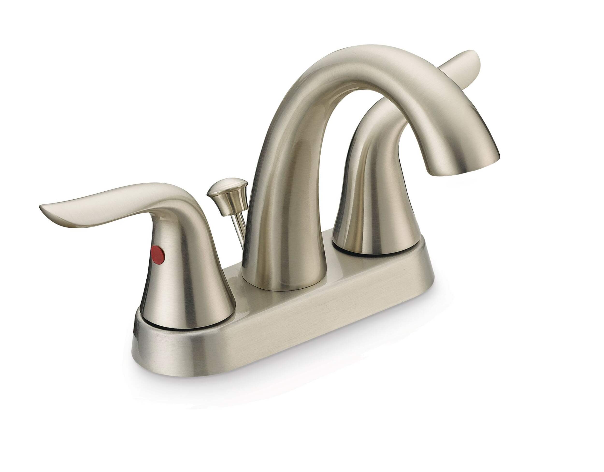 Danze Plymouth Double Handle 4-in Centreset Bathroom Sink Faucet with Pop-Up Drain, Brushed Nickel Front_Angled_Right