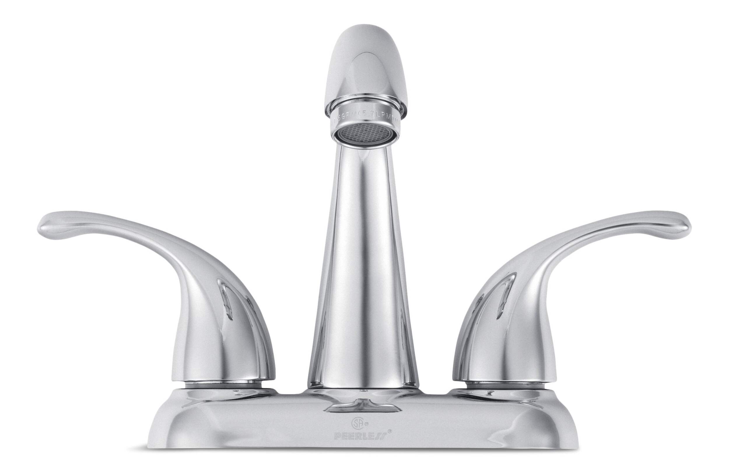 Peerless® Double Handle Rigid Spout 4-in Centreset Bathroom Sink Faucet with Pop-Up Drain, Chrome Front_Elevated