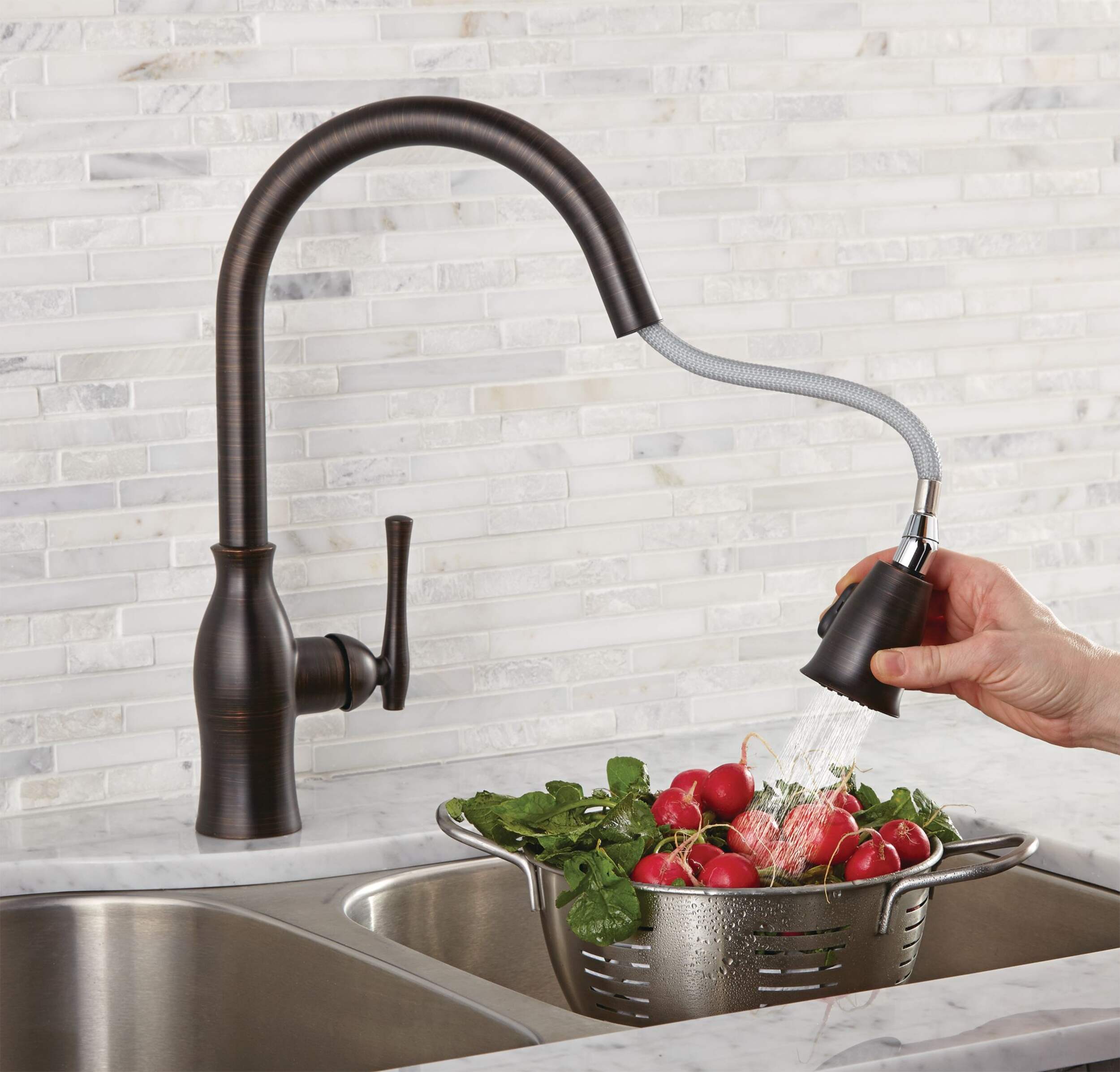 Danze Lisa Single Handle Pull Down Kitchen Faucet, Oil Rubbed Bronze
